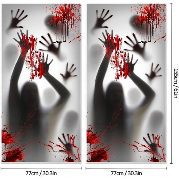 2PCS Halloween Haunted House Decorrelation: Zombie Hands, Skeleton Door/Window - Picture 2 of 8